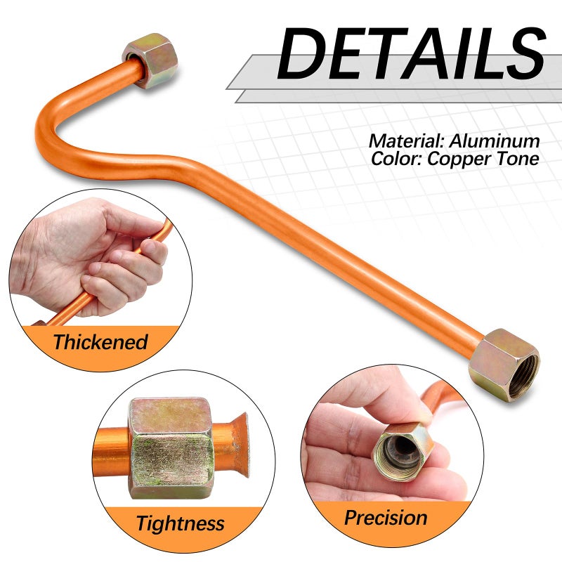 LDEXIN Aluminum Alloy Air Compressor Exhaust Tube Replacement Copper Tone, 15mm/0.6" Hex Nut Threaded Diameter, 240mm/9.45" Length with Hex Nut - Image 4